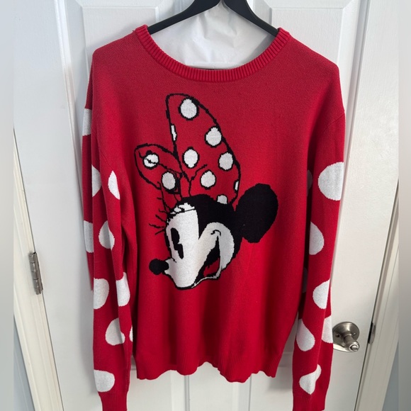 Disney Sweaters - Disney Minnie Mouse Red Polka Dot Sweater | Cute Cozy Graphic Knit